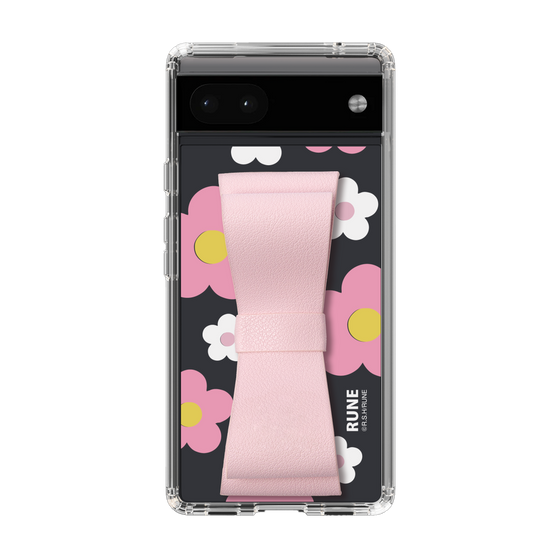 スリムプロテクションケース - STAND & RING RIBBON Sakura Pink［ 内藤ルネ - RUNE Flower - Pink ］