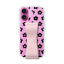 スリムプロテクションケース - STAND & RING RIBBON Sakura Pink［ 内藤ルネ - RUNE Flower - Black ］