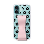 スリムプロテクションケース - STAND & RING RIBBON Sakura Pink［ 内藤ルネ - RUNE Flower - Black ］