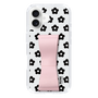 スリムプロテクションケース - STAND & RING RIBBON Sakura Pink［ 内藤ルネ - RUNE Flower - Black ］