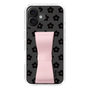 スリムプロテクションケース - STAND & RING RIBBON Sakura Pink［ 内藤ルネ - RUNE Flower - Black ］