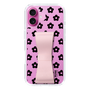 スリムプロテクションケース - STAND & RING RIBBON Sakura Pink［ 内藤ルネ - RUNE Flower - Black ］