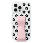 スリムプロテクションケース - STAND & RING RIBBON Sakura Pink［ 内藤ルネ - RUNE Flower - Black ］