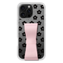 スリムプロテクションケース - STAND & RING RIBBON Sakura Pink［ 内藤ルネ - RUNE Flower - Black ］