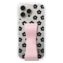 スリムプロテクションケース - STAND & RING RIBBON Sakura Pink［ 内藤ルネ - RUNE Flower - Black ］