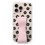 スリムプロテクションケース - STAND & RING RIBBON Sakura Pink［ 内藤ルネ - RUNE Flower - Black ］
