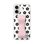 スリムプロテクションケース - STAND & RING RIBBON Sakura Pink［ 内藤ルネ - RUNE Flower - Black ］