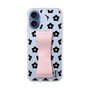 スリムプロテクションケース - STAND & RING RIBBON Sakura Pink［ 内藤ルネ - RUNE Flower - Black ］