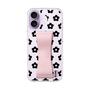 スリムプロテクションケース - STAND & RING RIBBON Sakura Pink［ 内藤ルネ - RUNE Flower - Black ］