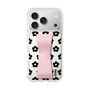 スリムプロテクションケース - STAND & RING RIBBON Sakura Pink［ 内藤ルネ - RUNE Flower - Black ］