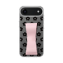 スリムプロテクションケース - STAND & RING RIBBON Sakura Pink［ 内藤ルネ - RUNE Flower - Black ］