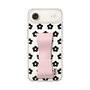 スリムプロテクションケース - STAND & RING RIBBON Sakura Pink［ 内藤ルネ - RUNE Flower - Black ］