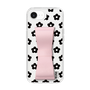 スリムプロテクションケース - STAND & RING RIBBON Sakura Pink［ 内藤ルネ - RUNE Flower - Black ］