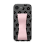 スリムプロテクションケース - STAND & RING RIBBON Sakura Pink［ 内藤ルネ - RUNE Flower - Black ］