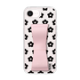 スリムプロテクションケース - STAND & RING RIBBON Sakura Pink［ 内藤ルネ - RUNE Flower - Black ］