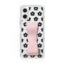 スリムプロテクションケース - STAND & RING RIBBON Sakura Pink［ 内藤ルネ - RUNE Flower - Black ］