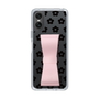 スリムプロテクションケース - STAND & RING RIBBON Sakura Pink［ 内藤ルネ - RUNE Flower - Black ］