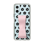 スリムプロテクションケース - STAND & RING RIBBON Sakura Pink［ 内藤ルネ - RUNE Flower - Black ］