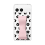 スリムプロテクションケース - STAND & RING RIBBON Sakura Pink［ 内藤ルネ - RUNE Flower - Black ］