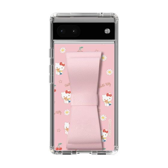 スリムプロテクションケース - STAND & RING RIBBON Sakura Pink［ ハローキティ - リボン - ガーリーフラワー ］
