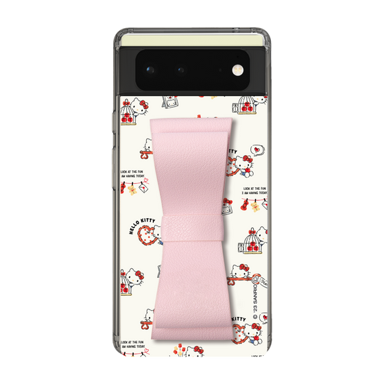 スリムプロテクションケース - STAND & RING RIBBON Sakura Pink［ ハローキティ - リボン - 素敵な毎日 ］