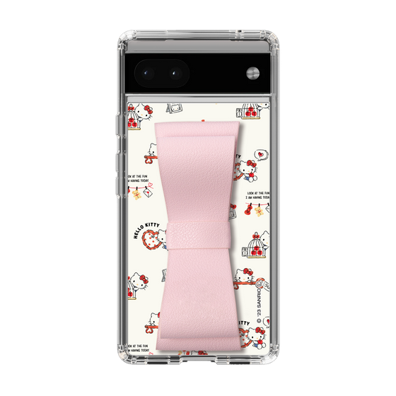 スリムプロテクションケース - STAND & RING RIBBON Sakura Pink［ ハローキティ - リボン - 素敵な毎日 ］
