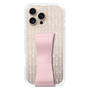 スリムプロテクションケース - STAND & RING RIBBON Sakura Pink［ ひみつのアッコちゃん - 飾り模様 ］