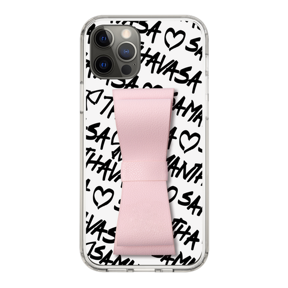 スリムプロテクションケース - STAND & RING RIBBON Sakura Pink［ Samantha Thavasa - スクリッタ - ホワイト ］