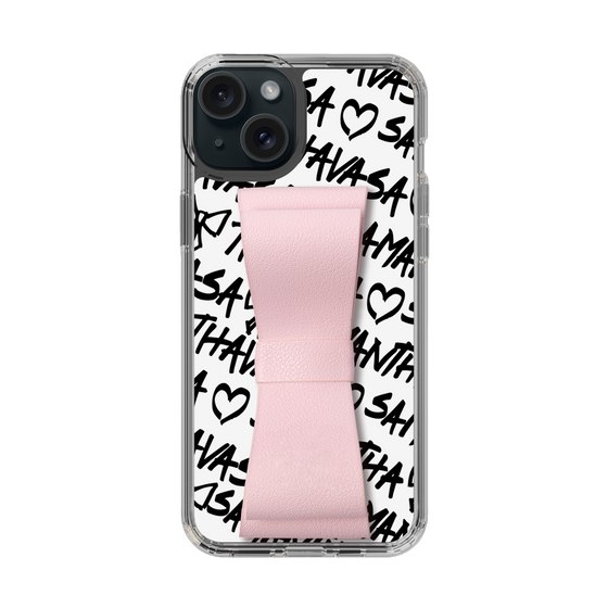 スリムプロテクションケース - STAND & RING RIBBON Sakura Pink［ Samantha Thavasa - スクリッタ - ホワイト ］