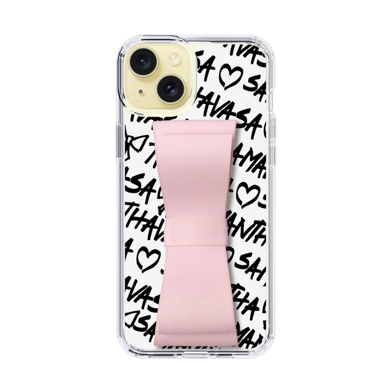 スリムプロテクションケース - STAND & RING RIBBON Sakura Pink［ Samantha Thavasa - スクリッタ - ホワイト ］