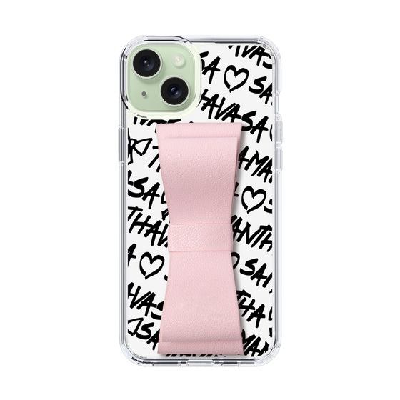 スリムプロテクションケース - STAND & RING RIBBON Sakura Pink［ Samantha Thavasa - スクリッタ - ホワイト ］