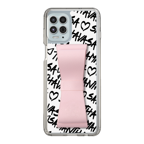 スリムプロテクションケース - STAND & RING RIBBON Sakura Pink［ Samantha Thavasa - スクリッタ - ホワイト ］