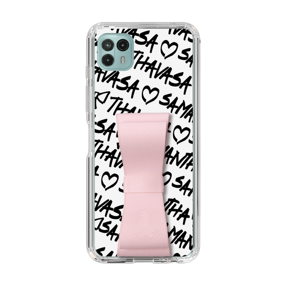 スリムプロテクションケース - STAND & RING RIBBON Sakura Pink［ Samantha Thavasa - スクリッタ - ホワイト ］
