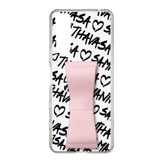 スリムプロテクションケース - STAND & RING RIBBON Sakura Pink［ Samantha Thavasa - スクリッタ - ホワイト ］