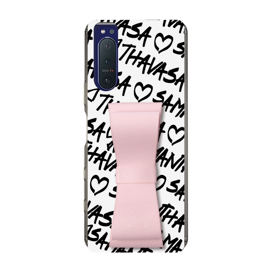 スリムプロテクションケース - STAND & RING RIBBON Sakura Pink［ Samantha Thavasa - スクリッタ - ホワイト ］
