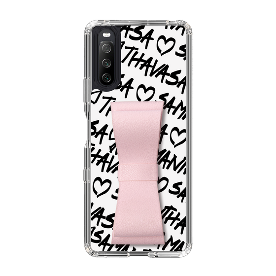 スリムプロテクションケース - STAND & RING RIBBON Sakura Pink［ Samantha Thavasa - スクリッタ - ホワイト ］