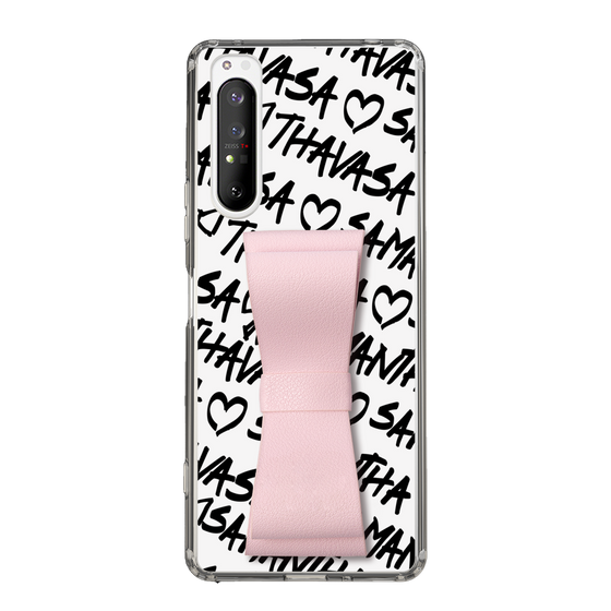 スリムプロテクションケース - STAND & RING RIBBON Sakura Pink［ Samantha Thavasa - スクリッタ - ホワイト ］