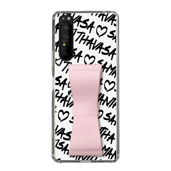 スリムプロテクションケース - STAND & RING RIBBON Sakura Pink［ Samantha Thavasa - スクリッタ - ホワイト ］