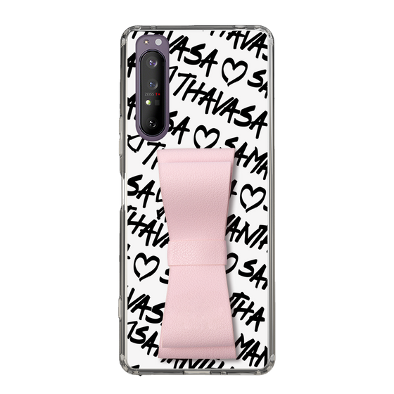 スリムプロテクションケース - STAND & RING RIBBON Sakura Pink［ Samantha Thavasa - スクリッタ - ホワイト ］