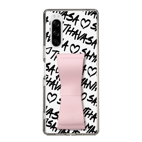 スリムプロテクションケース - STAND & RING RIBBON Sakura Pink［ Samantha Thavasa - スクリッタ - ホワイト ］