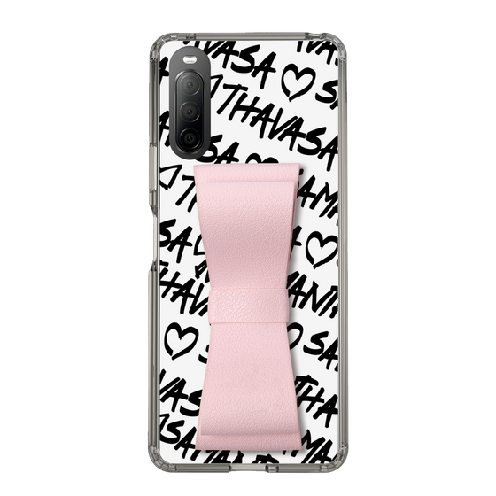スリムプロテクションケース - STAND & RING RIBBON Sakura Pink［ Samantha Thavasa - スクリッタ - ホワイト ］