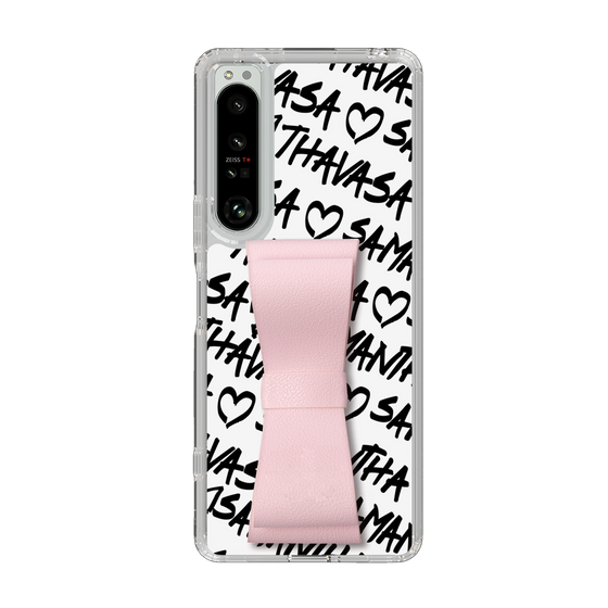 スリムプロテクションケース - STAND & RING RIBBON Sakura Pink［ Samantha Thavasa - スクリッタ - ホワイト ］