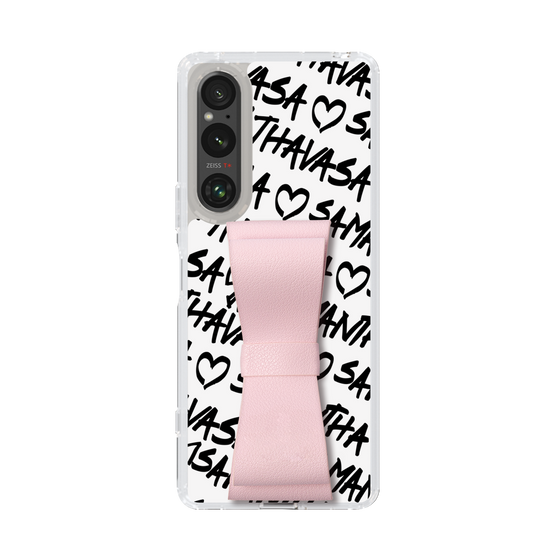 スリムプロテクションケース - STAND & RING RIBBON Sakura Pink［ Samantha Thavasa - スクリッタ - ホワイト ］