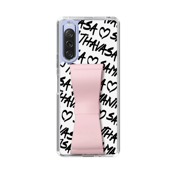 スリムプロテクションケース - STAND & RING RIBBON Sakura Pink［ Samantha Thavasa - スクリッタ - ホワイト ］