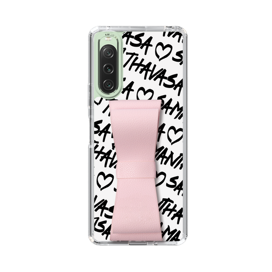 スリムプロテクションケース - STAND & RING RIBBON Sakura Pink［ Samantha Thavasa - スクリッタ - ホワイト ］