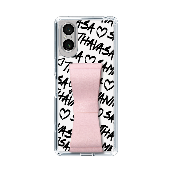 スリムプロテクションケース - STAND & RING RIBBON Sakura Pink［ Samantha Thavasa - スクリッタ - ホワイト ］