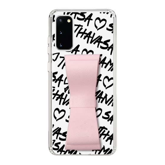 スリムプロテクションケース - STAND & RING RIBBON Sakura Pink［ Samantha Thavasa - スクリッタ - ホワイト ］