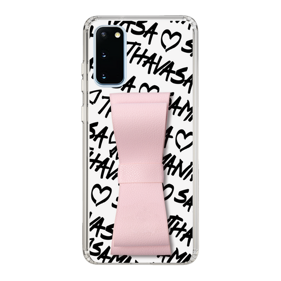 スリムプロテクションケース - STAND & RING RIBBON Sakura Pink［ Samantha Thavasa - スクリッタ - ホワイト ］