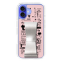 スリムプロテクションケース - STAND & RING RIBBON Silver［ 内藤ルネ - RUNE Girl Retro & Modern - Pink ］