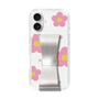 スリムプロテクションケース - STAND & RING RIBBON Silver［ 内藤ルネ - RUNE Flower - Pink ］